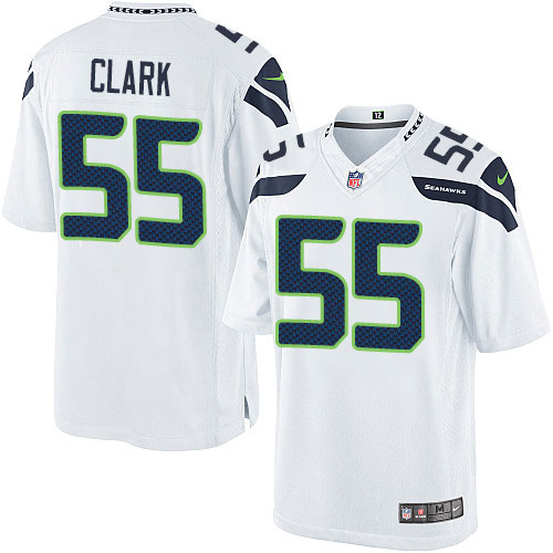 Men's Limited Frank Clark Nike Jersey White Road - #55 NFL Seattle Seahawks